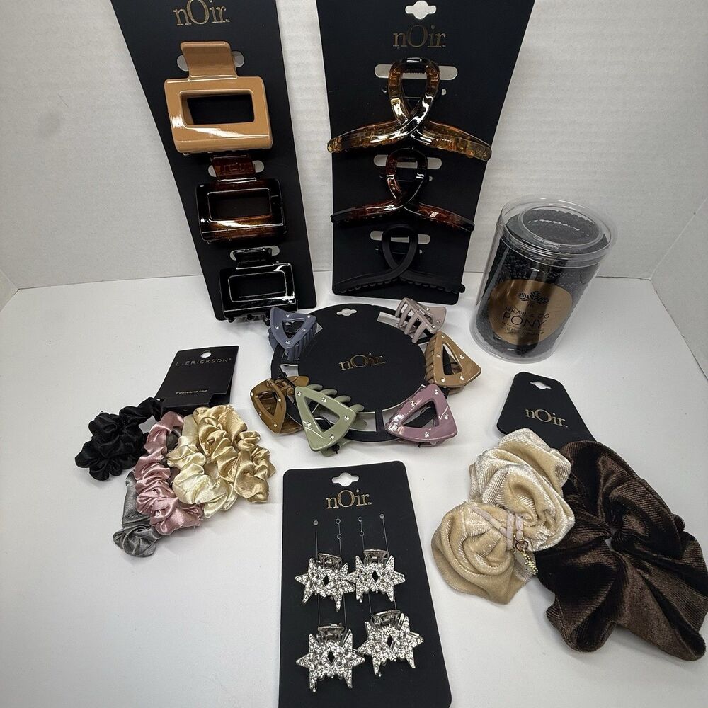 Noir & L Erickson 7 Packs Set Large Hair Accessory Lot 25 Piece Total Bundle New